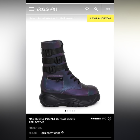 Dolls kill Holographic Lace-Up Women's Boots - Picture 8 of 8